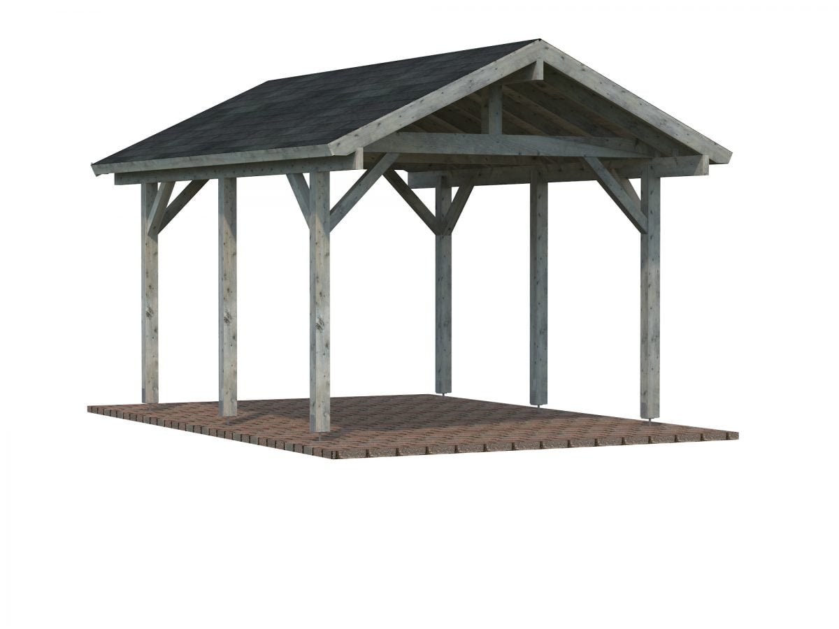 Robert (11.7 sqm) pitched roof timber carport (one car)