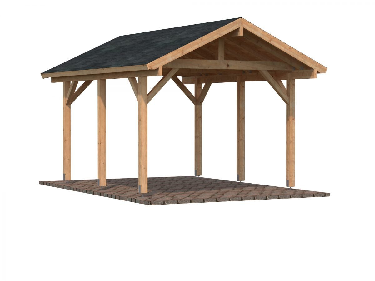 Robert (11.7 sqm) pitched roof timber carport (one car)