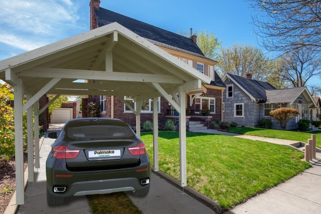 Robert 11 7 Sqm Pitched Roof Timber Carport For One Car